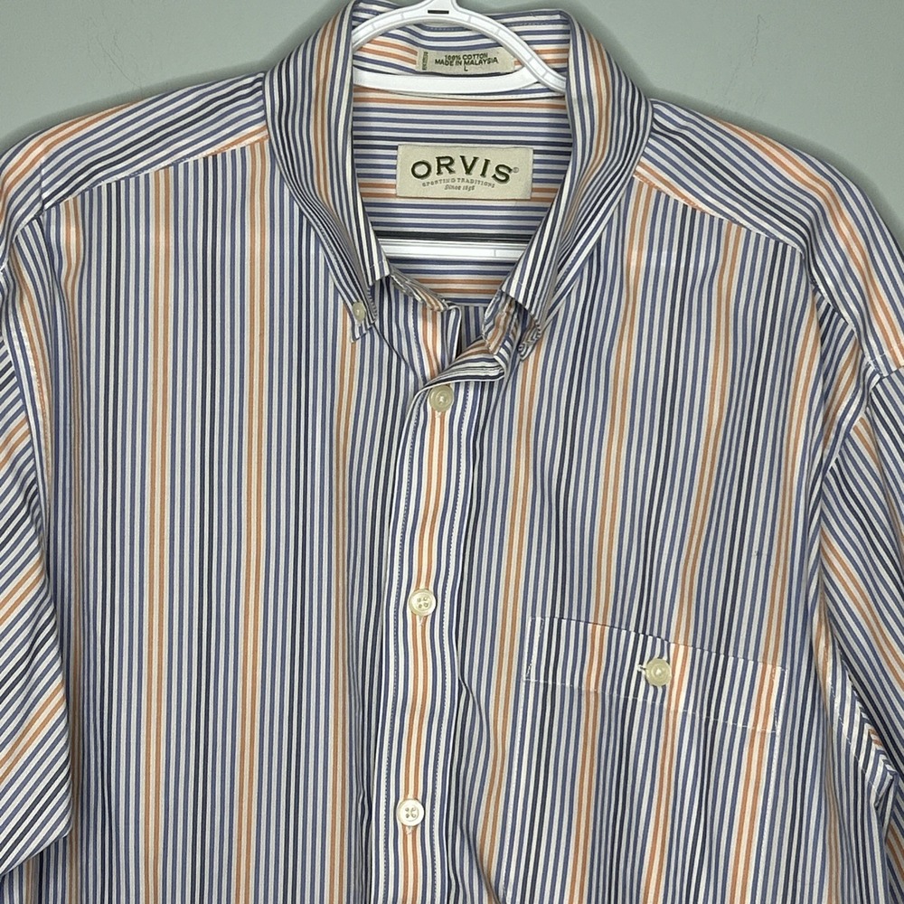 Orvis Multicolor Striped Button Up Shirt Cotton Preppy‎ Casual Large